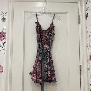 Mini Button Down Frill Dress Kalbelia Queen Pink